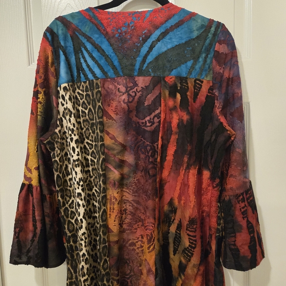 Multicolor Animal Print Tunic with Embroidered Neckline - Picture 12 of 14